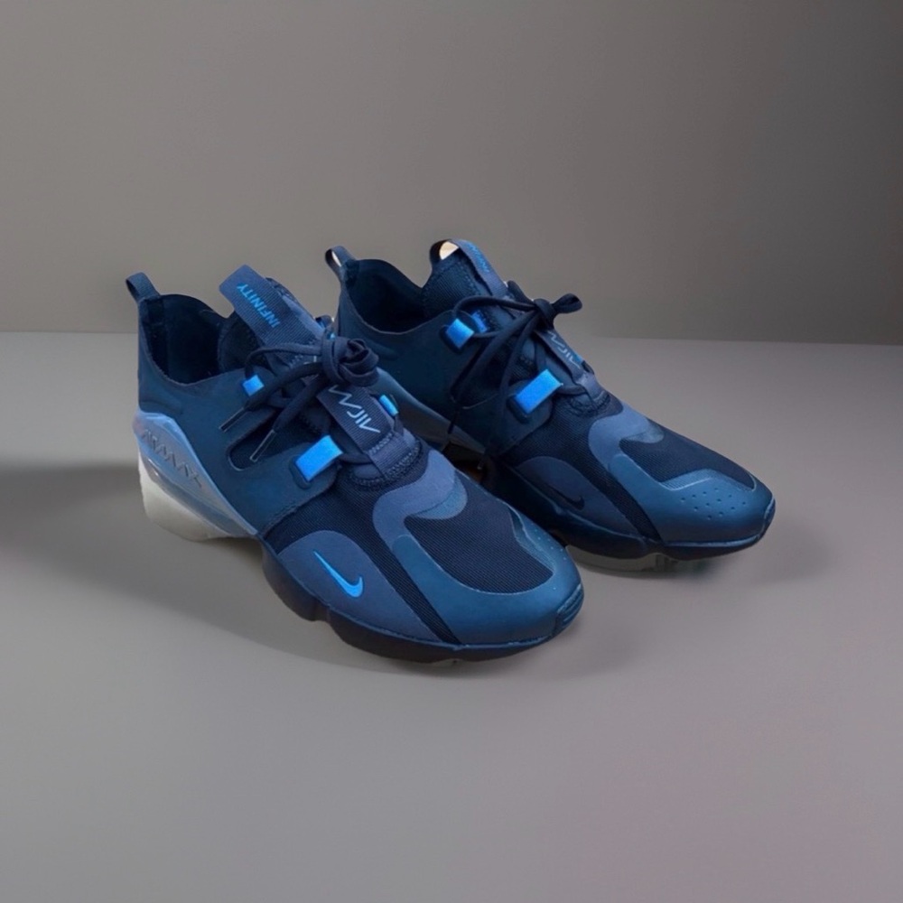 Size 12 Nike Air Max Infinity Black Laser Blue Silver Gray - Like New Condition